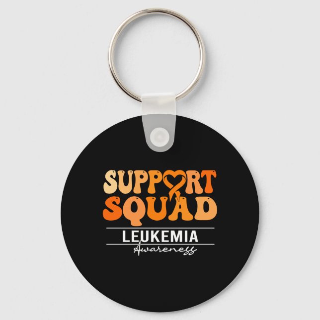 Support Squad Leukaemia Awareness Retro Groovy Key Ring (Front)