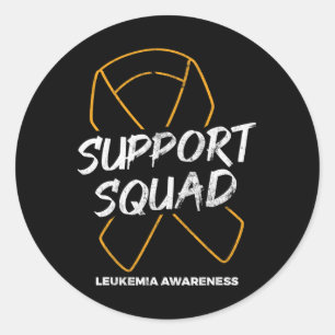 Support Squad Leukaemia Awareness Ribbon Leukaemia Classic Round Sticker