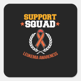 Support Squad Leukemia Awareness Orange Ribbon Square Sticker