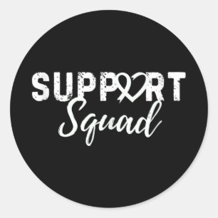 Support Squad Lung Cancer Love Heart White Ribbon Classic Round Sticker