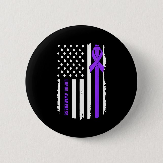 Support squad lupus awareness warrior fighter 6 cm round badge (Front)