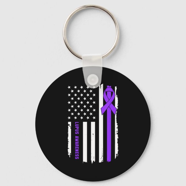 Support squad lupus awareness warrior fighter key ring (Front)