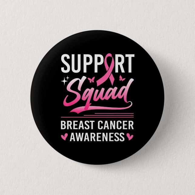 Support Squad Matching Family Breast Cancer Awaren 6 Cm Round Badge (Front)