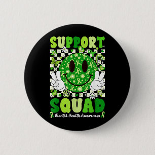 Support Squad Mental Health Awareness Green Ribbon 6 Cm Round Badge
