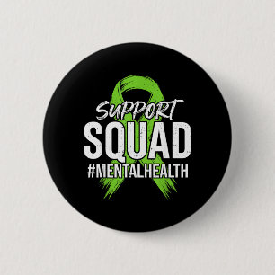 Support Squad Mental Health Awareness Green Ribbon 6 Cm Round Badge