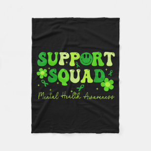 Support Squad Mental Health Awareness Green Ribbon Fleece Blanket