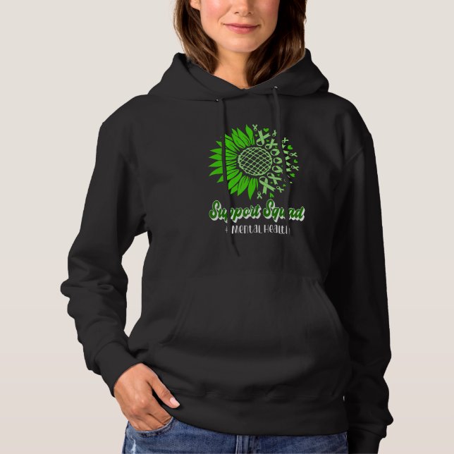 Support Squad Mental Health Awareness Green Ribbon Hoodie (Front)