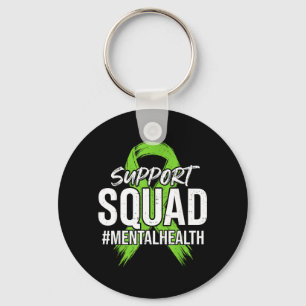 Support Squad Mental Health Awareness Green Ribbon Key Ring