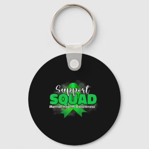 Support Squad Mental Health Awareness Green Ribbon Key Ring