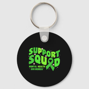 Support Squad Mental Health Awareness Green Ribbon Key Ring