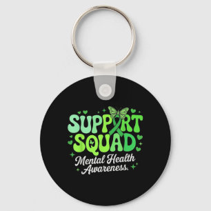 Support Squad Mental Health Awareness Green Ribbon Key Ring