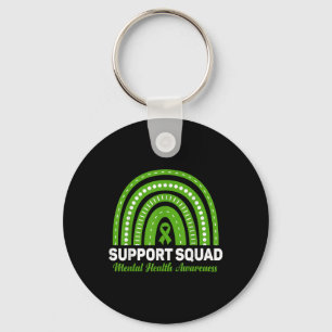 Support Squad Mental Health Awareness Green Ribbon Key Ring