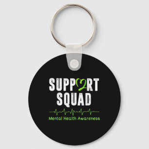 Support Squad Mental Health Awareness Green Ribbon Key Ring