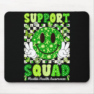 Support squad mental health awareness green ribbon mouse pad
