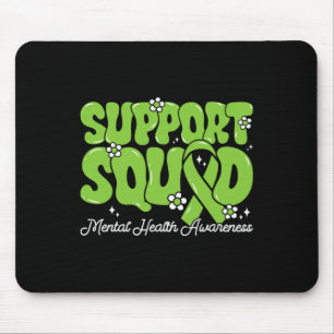 Support Squad Mental Health Awareness Green Ribbon Mouse Pad