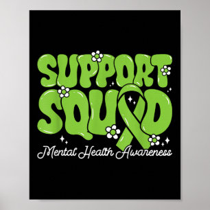 Support Squad Mental Health Awareness Green Ribbon Poster