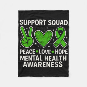 Support Squad Mental Health Awareness Groovy Green Fleece Blanket