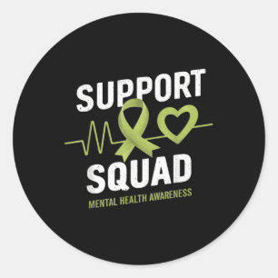 Support Squad Mental Health Awareness Lime Green R Classic Round Sticker