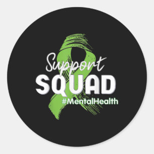 Support Squad Mental Health Awareness Lime Green R Classic Round Sticker