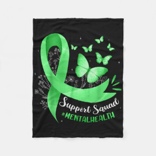 Support Squad Mental Health Awareness Lime Green R Fleece Blanket