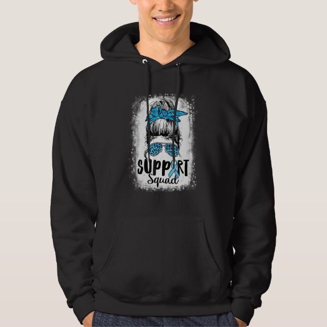Support Squad Messy Bun Blue Diabetes Awareness T1 Hoodie (Front)