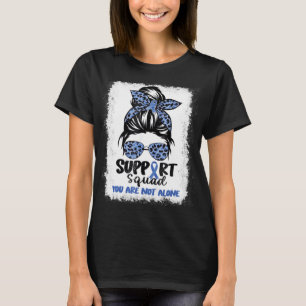 Support Squad Messy Bun Blue Warrior Ataxia Awaren T-Shirt