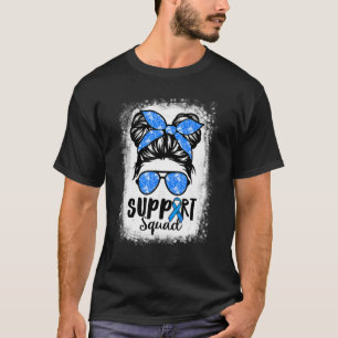 Support Squad Messy Bun Blue Warrior Diabetes Awar T-Shirt