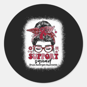 Support Squad Messy Bun Brain Aneurysm Classic Round Sticker