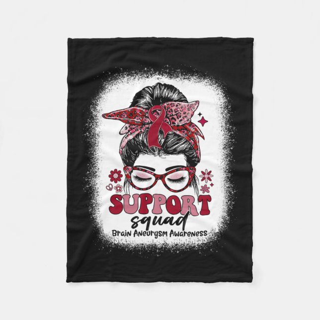 Support Squad Messy Bun Brain Aneurysm  Fleece Blanket (Front)