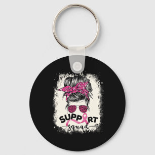 Support Squad Messy Bun Breast Cancer Awareness Pi Key Ring