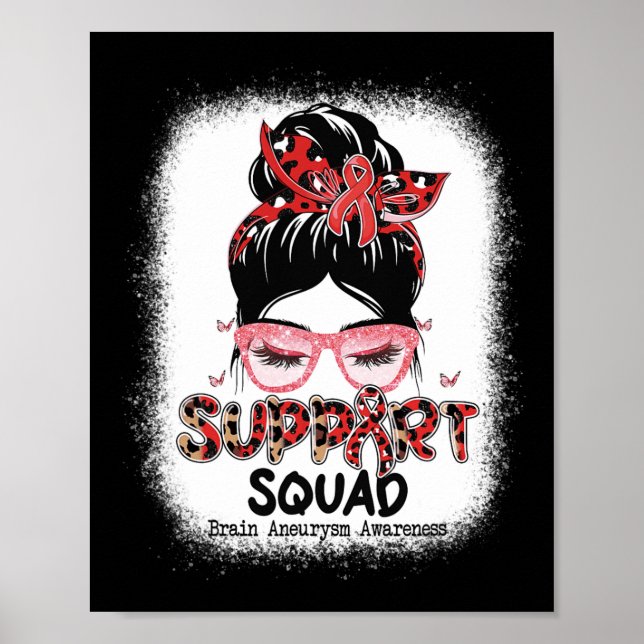 Support Squad Messy Bun Butterfly Brain Aneurysm A Poster (Front)