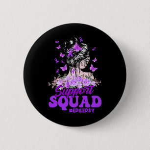 Support Squad Messy Bun Butterfly Purple Ribbon Ep 6 Cm Round Badge