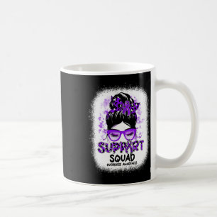 Support Squad Messy Bun Butterfly Purple Ribbon Ov Coffee Mug