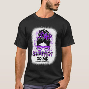 Support Squad Messy Bun Butterfly Purple Ribbon Ov T-Shirt