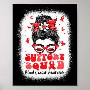 Support Squad Messy Bun Butterfly Red Ribbon Blood Poster
