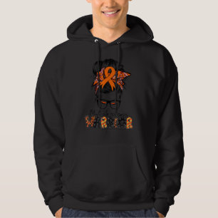 Support Squad Messy Bun Orange Multiple Sclerosis Hoodie