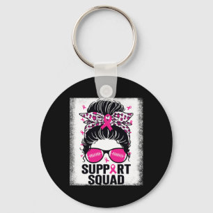 Support Squad Messy Bun Pink Breast Cancer Awarene Key Ring