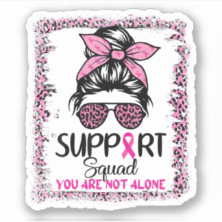Support Squad Messy Bun Pink Warrior Breast Cancer