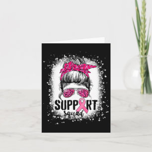 Support Squad Messy Bun Pink Warrior Breast Cancer Card