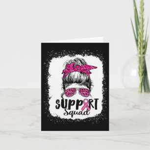 Support Squad Messy Bun Pink Warrior Breast Cancer Card