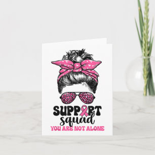 Support Squad Messy Bun Pink Warrior Breast Cancer Card