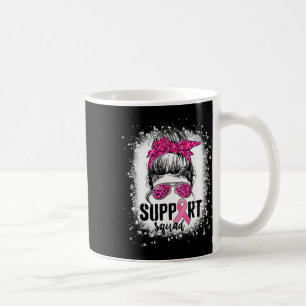 Support Squad Messy Bun Pink Warrior Breast Cancer Coffee Mug