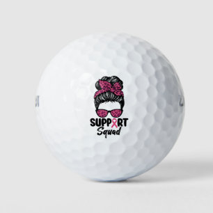 Support Squad Messy Bun Pink Warrior Breast Cancer Golf Balls