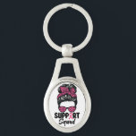 Support Squad Messy Bun Pink Warrior Breast Cancer Key Ring<br><div class="desc">Support Squad Messy Bun Pink Warrior Breast Cancer</div>