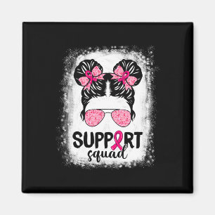Support Squad Messy Bun Pink Warrior Breast Cancer Magnet