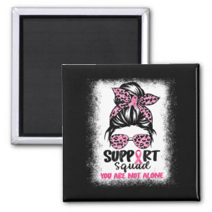 Support Squad Messy Bun Pink Warrior Breast Cancer Magnet