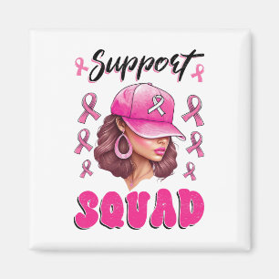 Support Squad Messy Bun Pink Warrior Breast Cancer Magnet