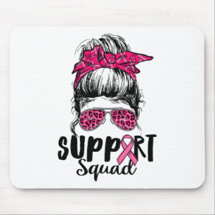 Support Squad Messy Bun Pink Warrior Breast Cancer Mouse Pad