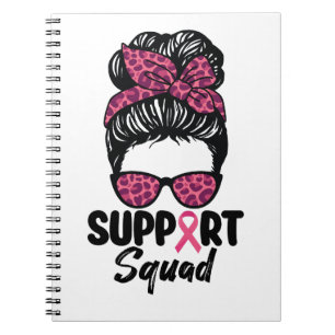 Support Squad Messy Bun Pink Warrior Breast Cancer Notebook