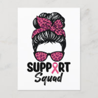 Support Squad Messy Bun Pink Warrior Breast Cancer
